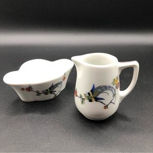 BAVARIA Black Knight Petite Creamer and Open Sugar Peacock FLAWLESS